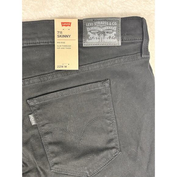 Levis Sculpt 711 Skinny Jeans Womens 22W Black Hypersoft Stretch Mid Pants New - Picture 10 of 12